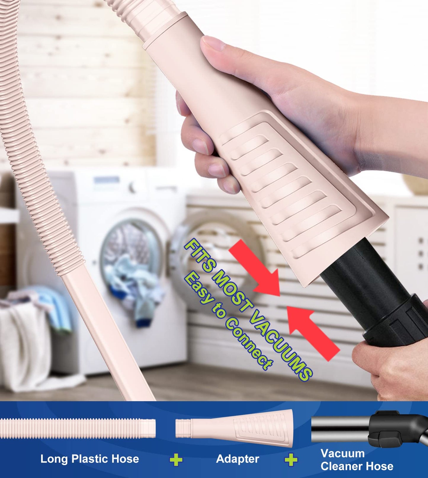 2 Pieces Dryer Vent Cleaner Kit Dryer Lint Brush Vacuum Hose Attachment Brush Lint Remover Power Washer and Dryer Vent Vacuum Hose Grey Pink