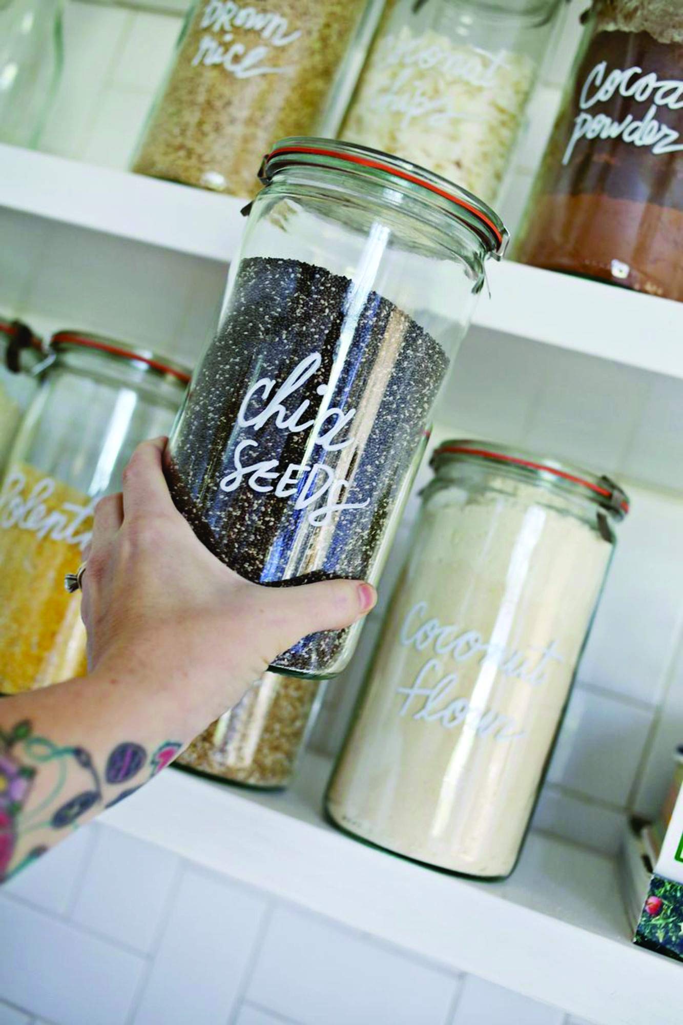 Weck Jar 974 Glass Jars 1.5L with Large Storage Capacity Preserving Jars with Airtight Lids Suitable for Pickling - 1 Jar with Glass Lid & Wooden Lid 54 fl. oz