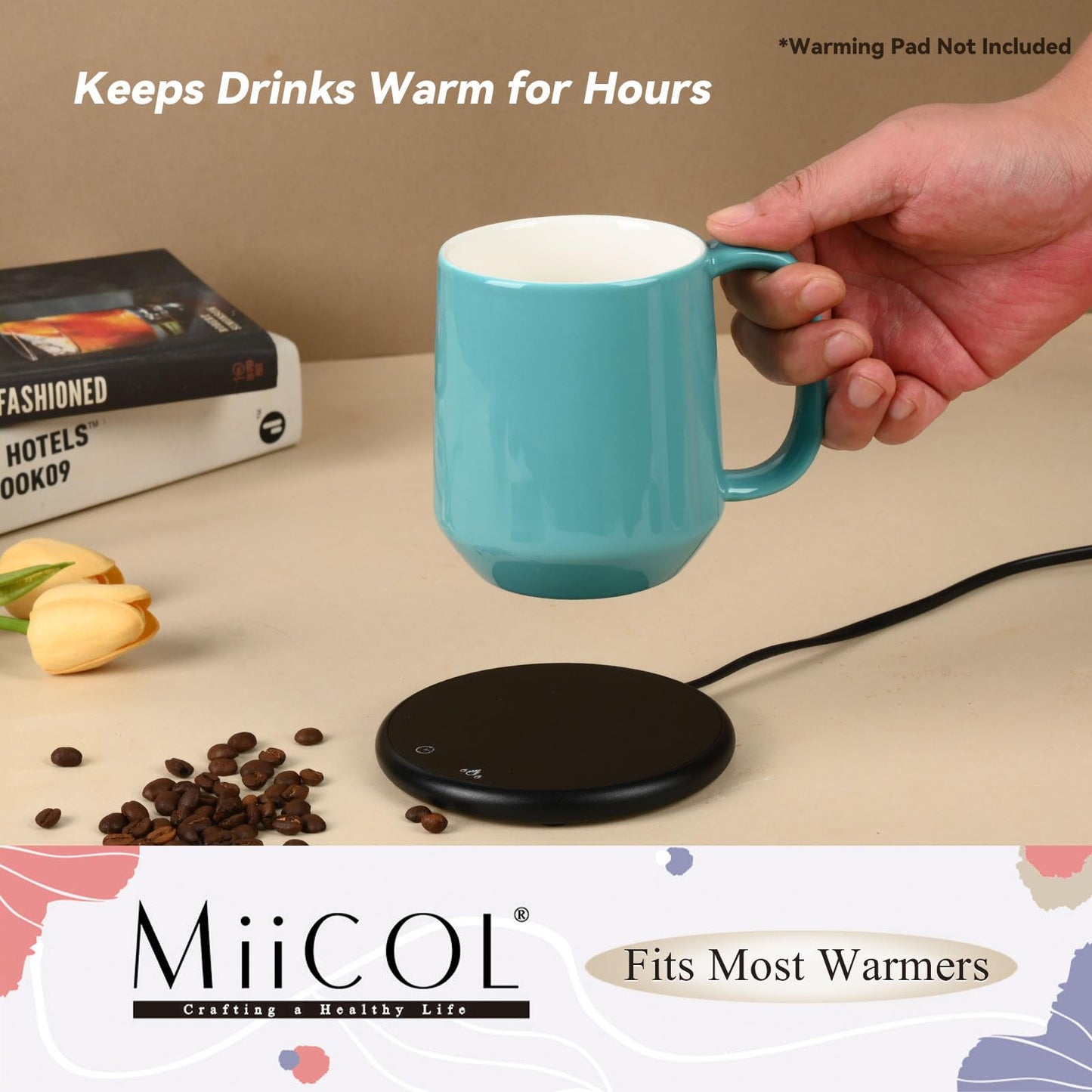 Miicol Ceramic Coffee Mug, 16 oz Large Coffee Cup, Tea Mug with Handle, Flat Bottom Mug for Men, Women, Office, Microwave and Dishwasher Safe, Multi-Color, Mint Blue