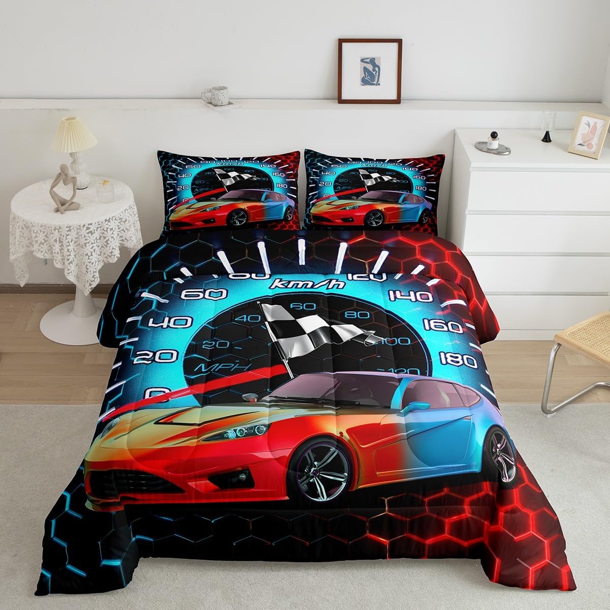 jejeloiu Baseball Comforter Set Twin Size Kids Camo American Flag Comforter for Boys Girls Teens Camouflage Bedding Set Breathable Baseball Games Duvet Set Room Decor Quilt Set