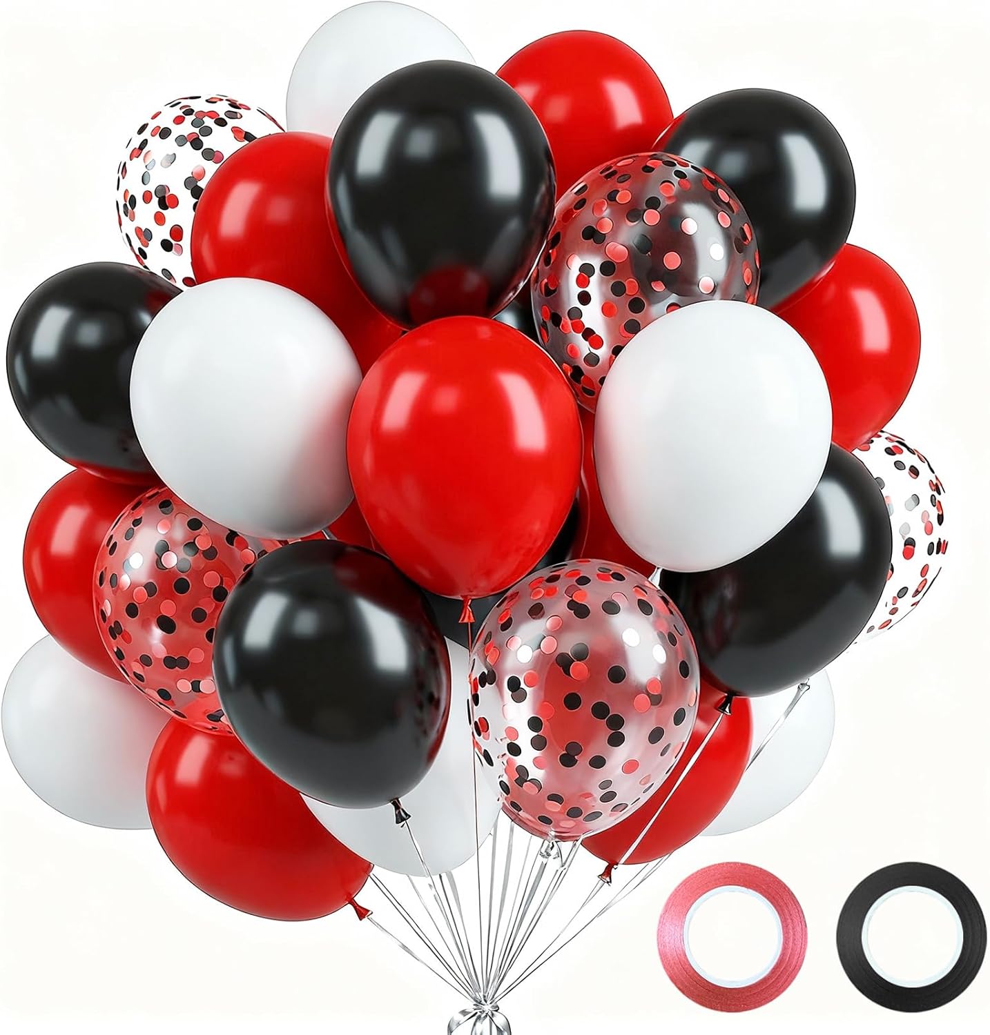 Red and Black Balloons - 60PCS 12 Inch Metallic Confetti Balloons for Birthday & Wedding Decor