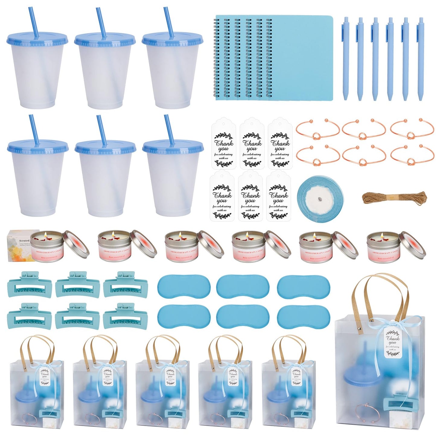 VZCBZC 6Set Baby Shower Prizes for Game Winners Baby Shower Favors Gifts including Plastic Tumbler Notebook Candles with Gift Bag for Winner Guests Wedding Bridal Shower Favors