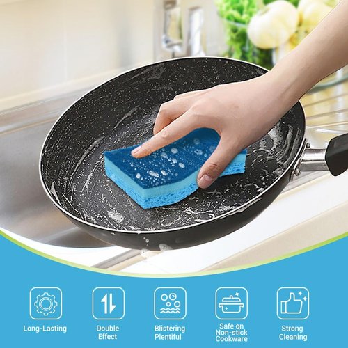 AIDEA Non-Scratch Kitchen Sponges - 24 Count for Safe Cleaning of Non-Stick Cookware & Dishes