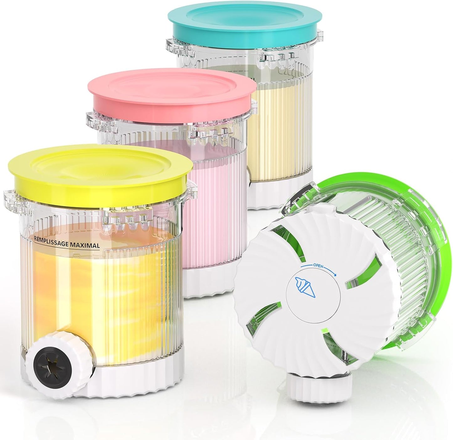 Ninja Creami Swirl Pints & Lids - 4 Pack Compatible with NC700 Series | BPA-Free, Dishwasher Safe