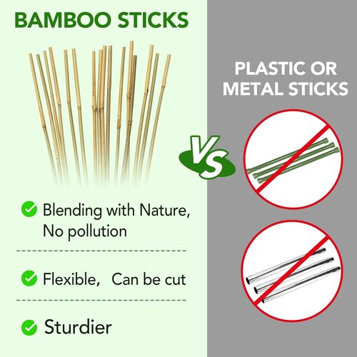 Bamboo Garden Stakes - 70 Pcs Natural 4 Feet Plant Support Sticks for Tomatoes, Beans & Climbing Plants