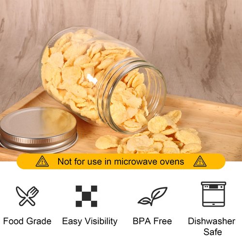 HOXHA 6 Pack Glass Regular Mouth Mason Jars, 8 oz Clear Glass Jars with Lids for Sealing, Canning Jars for Food Storage, Overnight Oats, Dry Food, Snacks, Candies, Jam, Honey