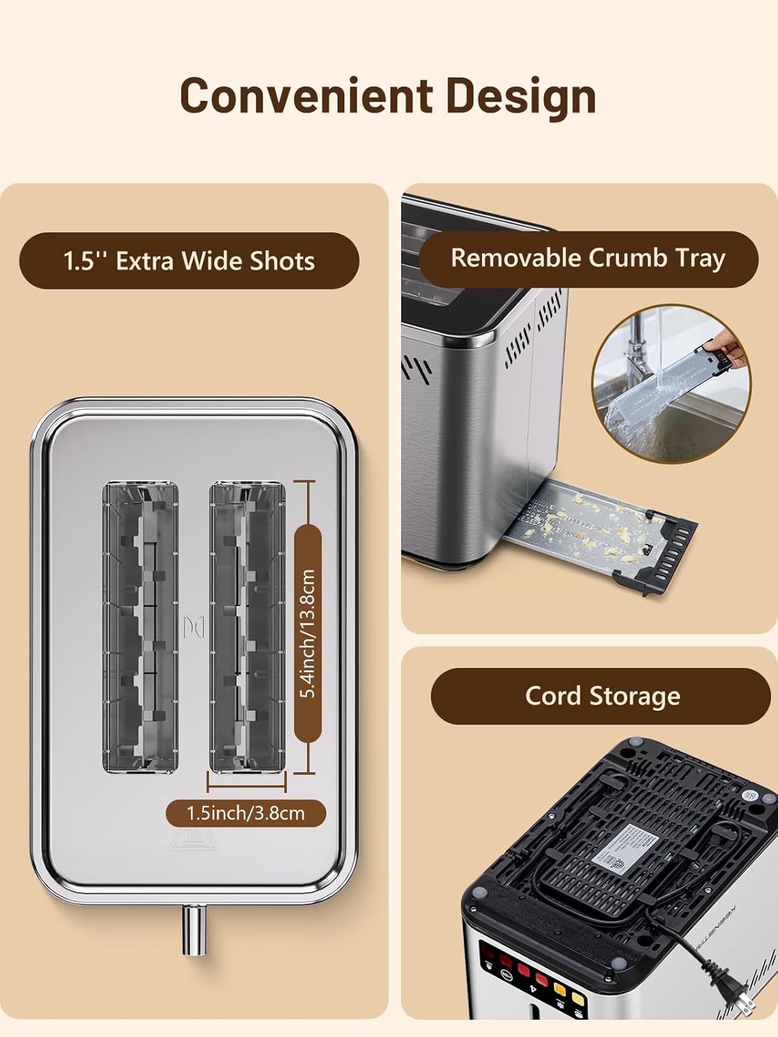 KEENSTAR 2-Slice Touch Screen Toaster - 6 Browning Levels, Wide 1.5" Slots, Stainless Steel Finish