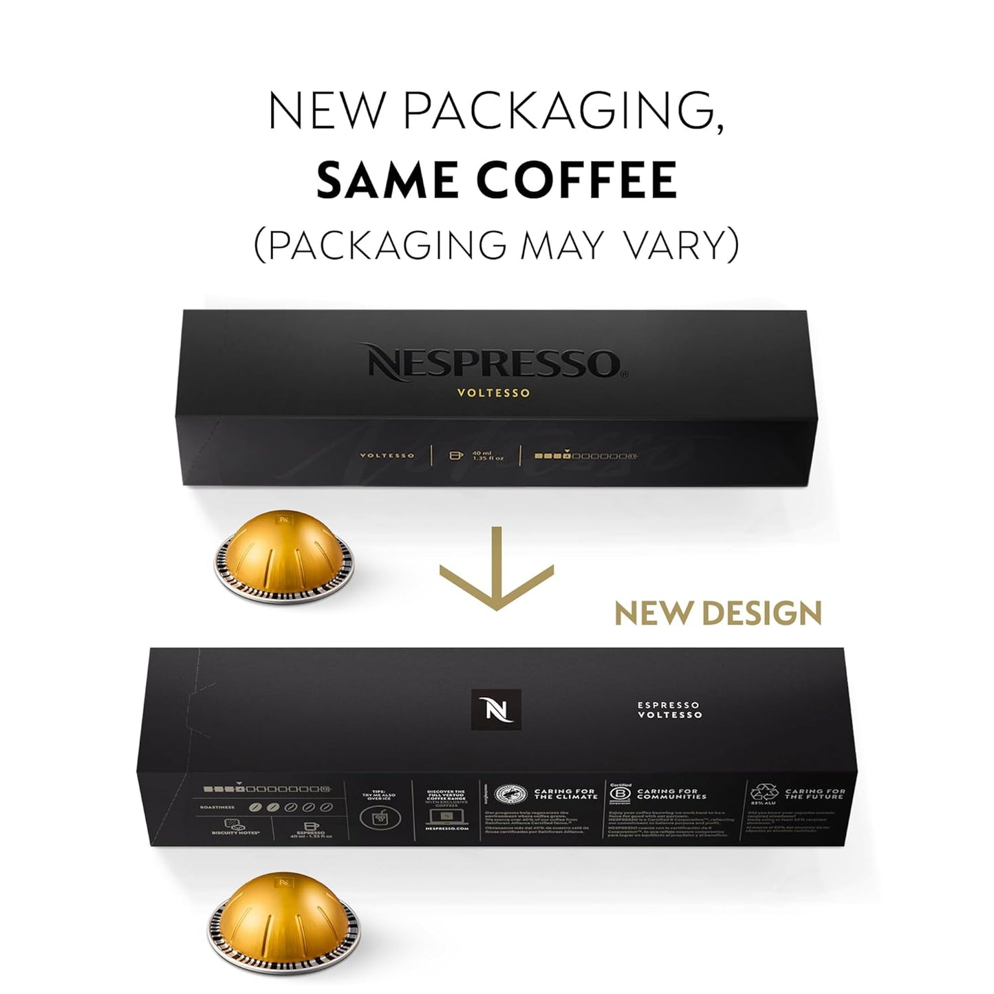 Nespresso Vertuo Capsules - Voltesso Mild Roast Espresso Pods | 50-Count, Brews 1.35oz