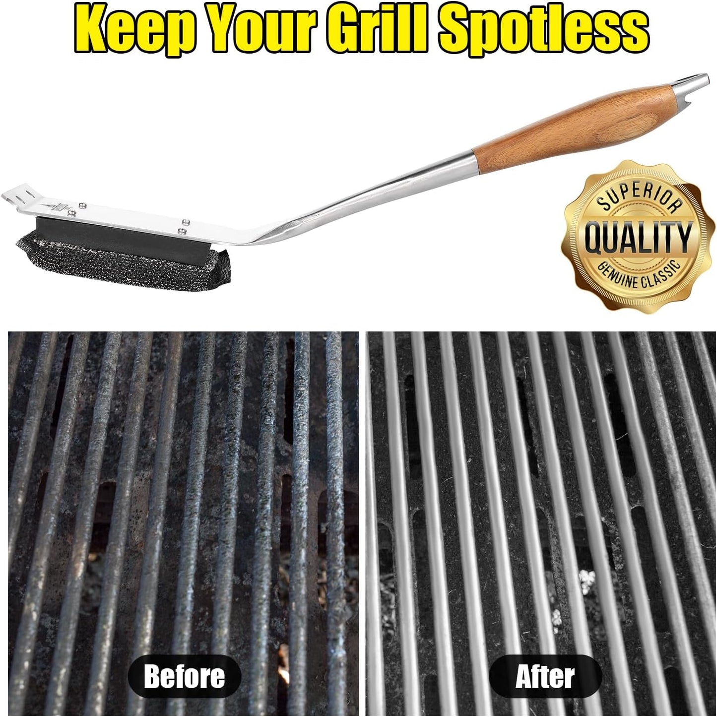 XUDAKAIXIN Bristle-Free Grill Brush - Ultra Safe & Efficient Cleaner for Cast Iron & Stainless Steel Grills | Perfect Gift for Men & Dads