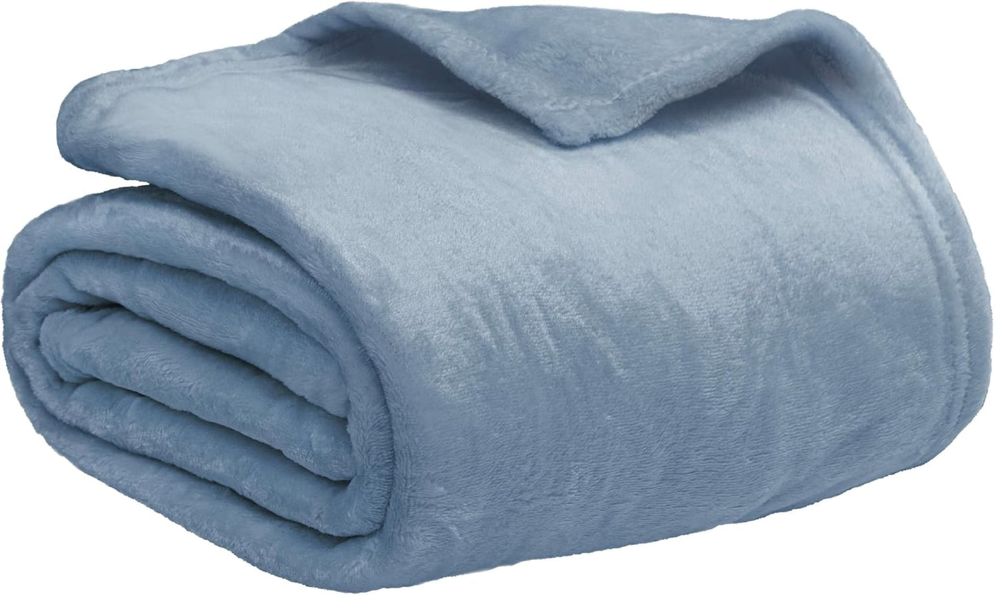 PAVILIA Dusty Blue Fleece Throw Blanket - Super Soft Flannel Sofa Blanket | Cozy 50x60" Plush Gift