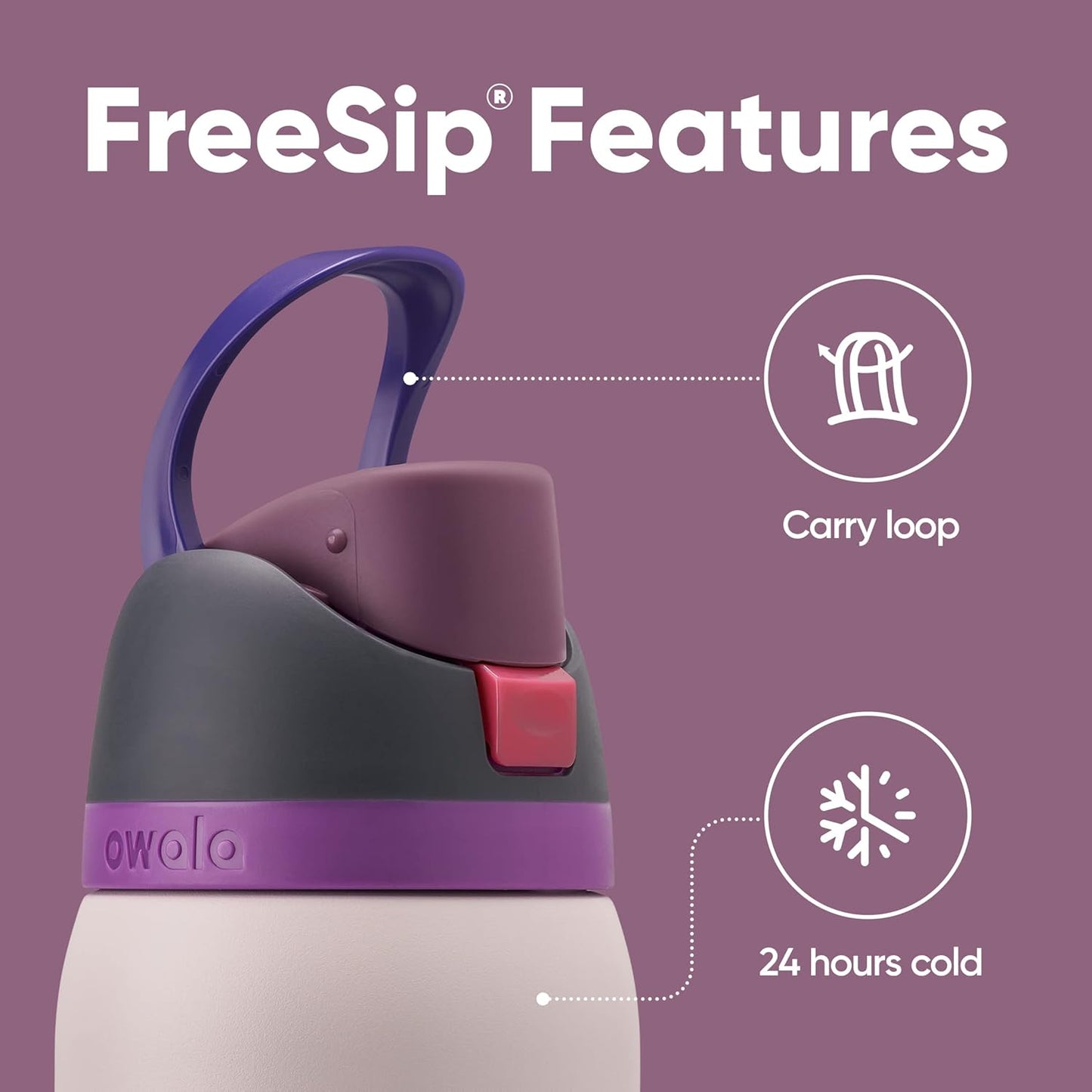 Owala FreeSip Insulated Stainless Steel Water Bottle - 24 Oz with Anti-Slip Silicone Boot | Black