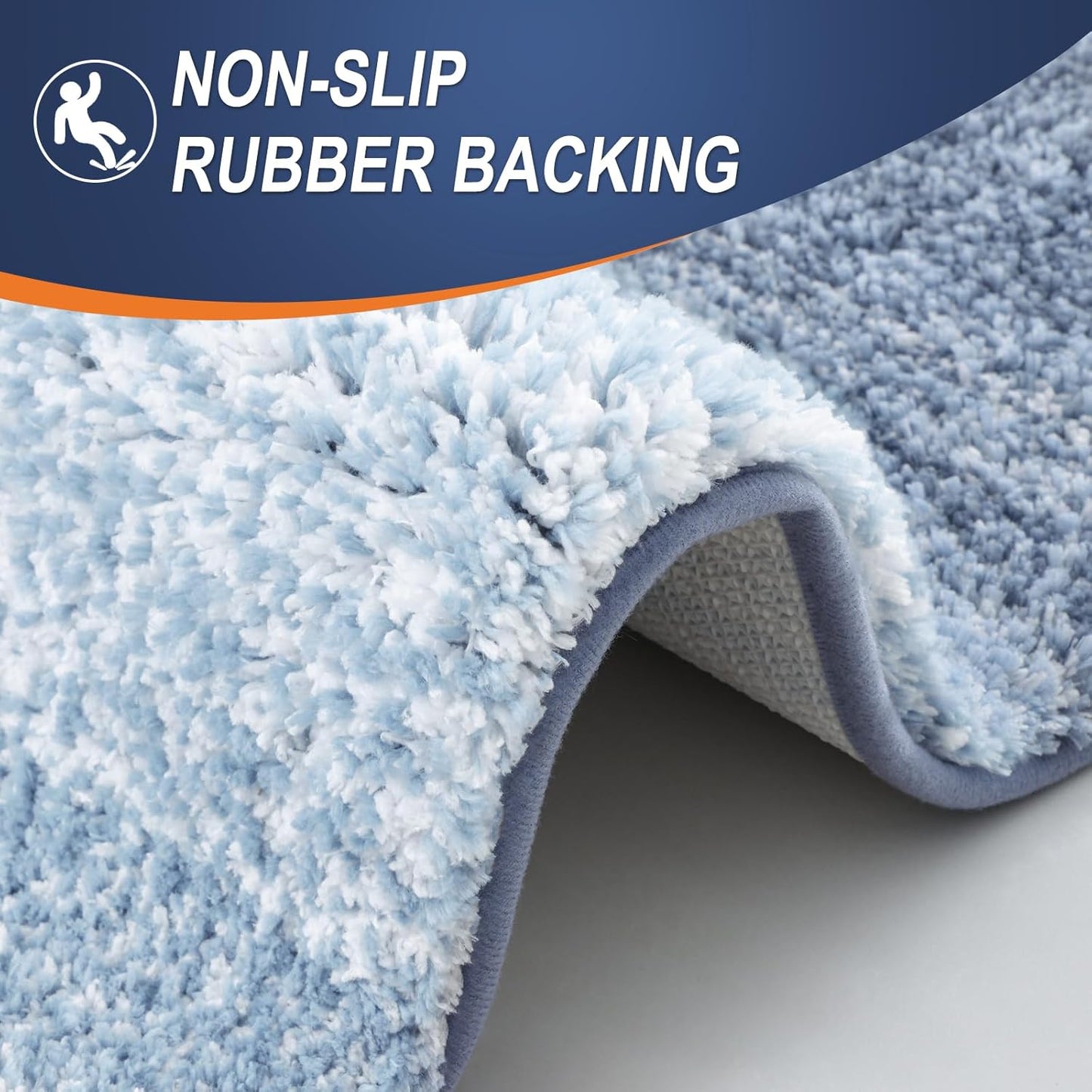 OLANLY Large Bathroom Rugs - Extra Soft Microfiber Mat 47x32 | Quick Dry, Machine Washable, Blue