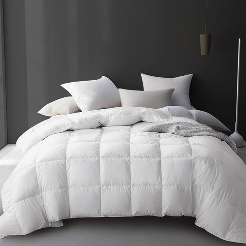 Hotel Grand Luxury White Goose Down Comforter - King Size, 100% Cotton, All-Season, Fluffy Warmth, White 106x90 Inch