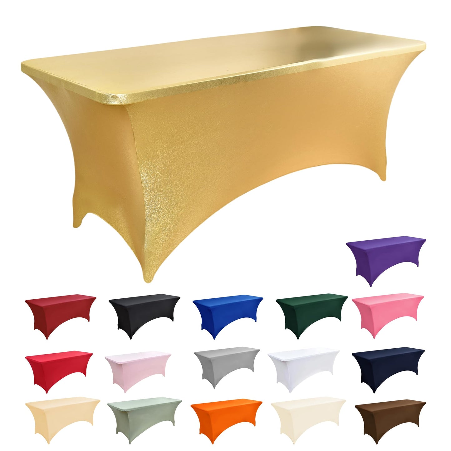 ZarzaaSik 10-Pack 8ft Spandex Table Covers for Rectangle Folding Tables - Washable Elastic Tablecloth - Ultimate Fitted Table Protector for Parties, Trade Shows, Banquet, and Wedding