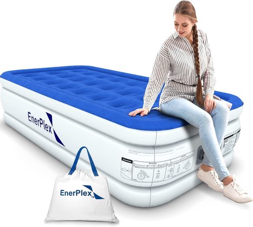 EnerPlex Air Mattress - Self-Inflating Blow Up Bed with Neck Support | Portable Travel & Home Use