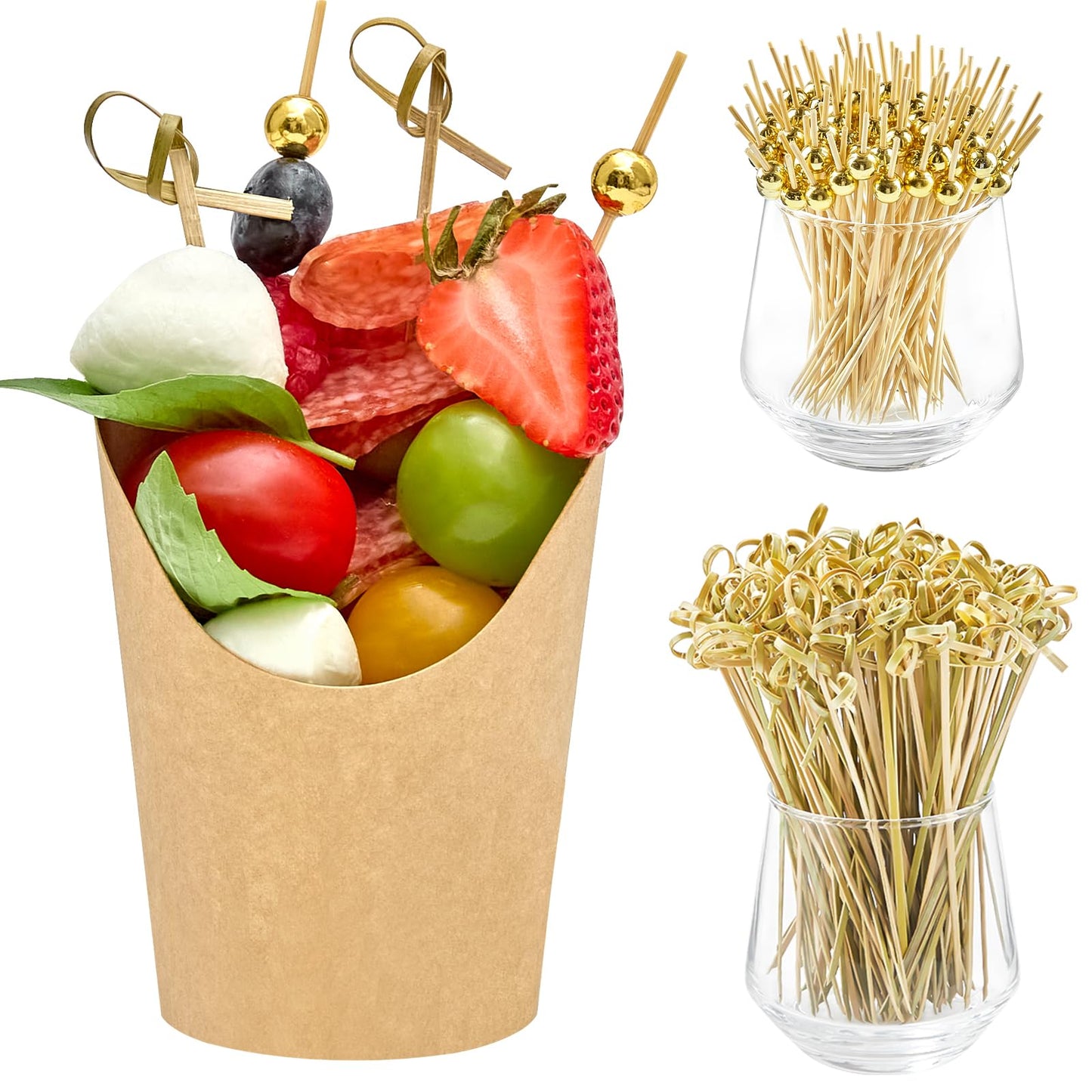 ZORRITA Small Charcuterie Cups with Sticks, 8 oz, 50 Sets