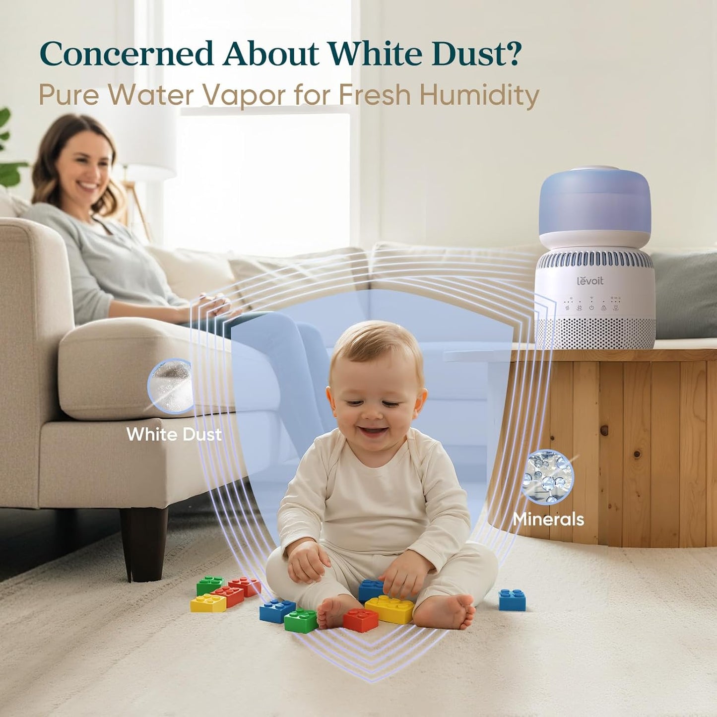 LEVOIT Evaporative Humidifier - Smart Control with Dual Filters & Nightlight | 3.8L Tank for 36 Hours