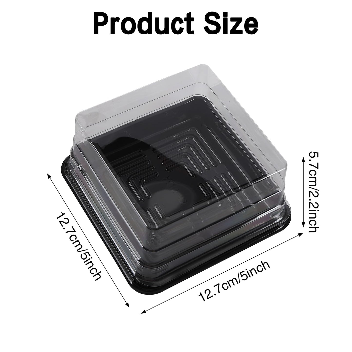 Hewnda 50 Pack Black Cake Pans,Bottom 5Inch X Heigh 2.2Inch Clear plastic mini cake box muffins box cookies box wedding birthday gift box