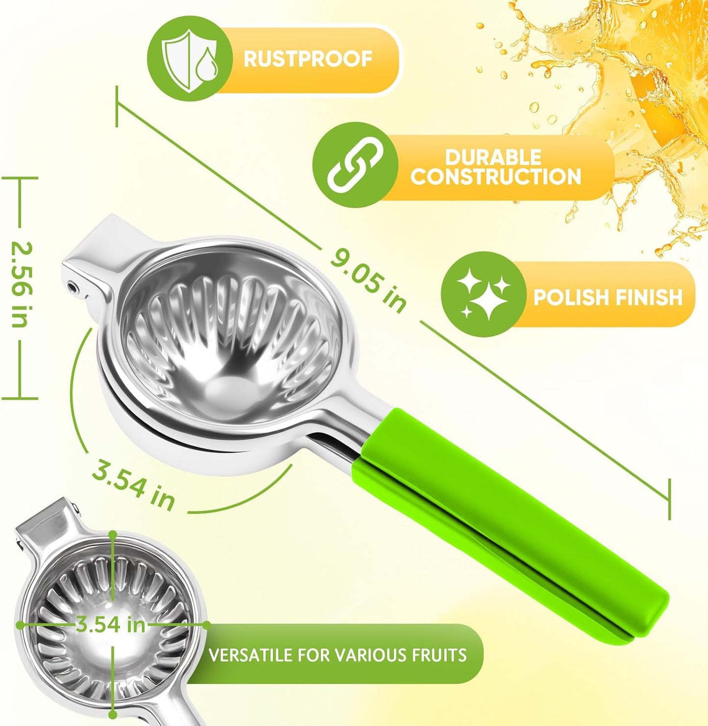Skiennix Extra Large Lemon Squeezer - Heavy Duty Stainless Steel Citrus Juicer | Easy to Clean Hand Press