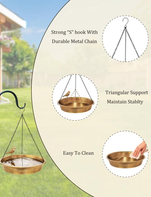 Antique Bronze Metal Bird Bath by [Brand Name] - Elegant Outdoor Bird Feeder Garden Decor | 11.5" Diameter