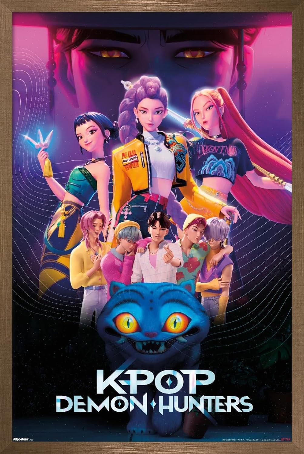 Netflix KPop Demon Hunters Wall Poster - Framed Bronze Edition, 34L x 22.4W