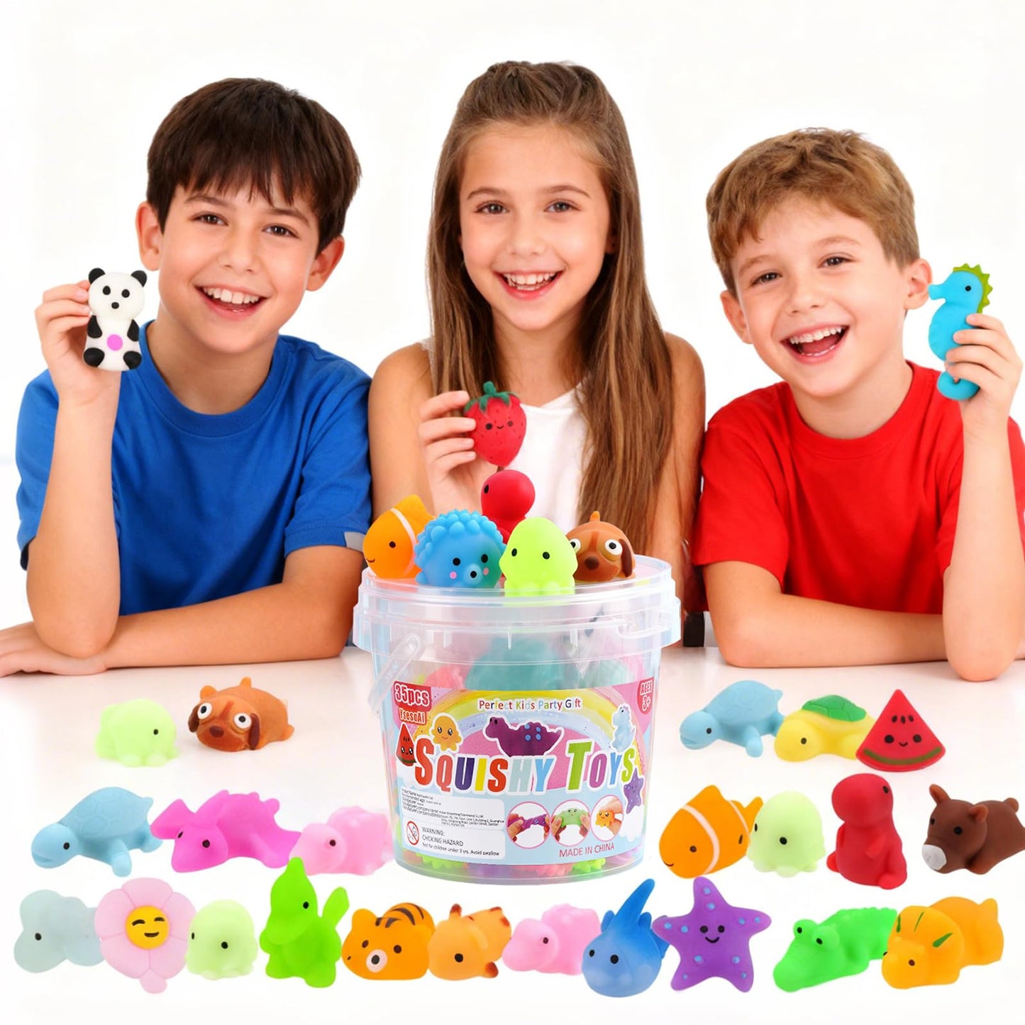 35pcs Mochi Squishy Toys, Mini Squishy Fidget Toys, Party Favors for Kids 4-8-12, Classroom Birthday Xmas Gifts Treasure Box Prizes Goodie Bag Stuffers, Carnival Prizes in Bulk