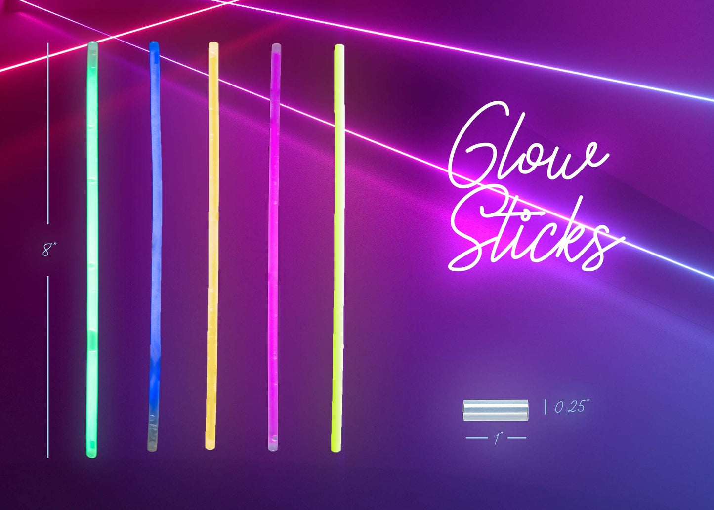 Play22 300 Pc 8” Ultra Bright Glow Sticks Bulk Party Pack - Halloween Glow in The Dark Party Favors - Glowsticks Party Supplies Pack Necklaces and Bracelets