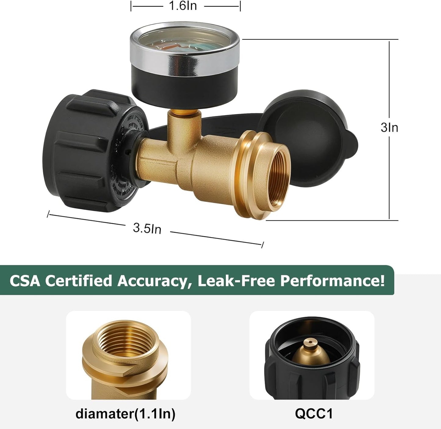 Propane Tank Gauge - 2 Pack Leak Detector | Universal LP Gas Level Indicator for 5-40LB Tanks