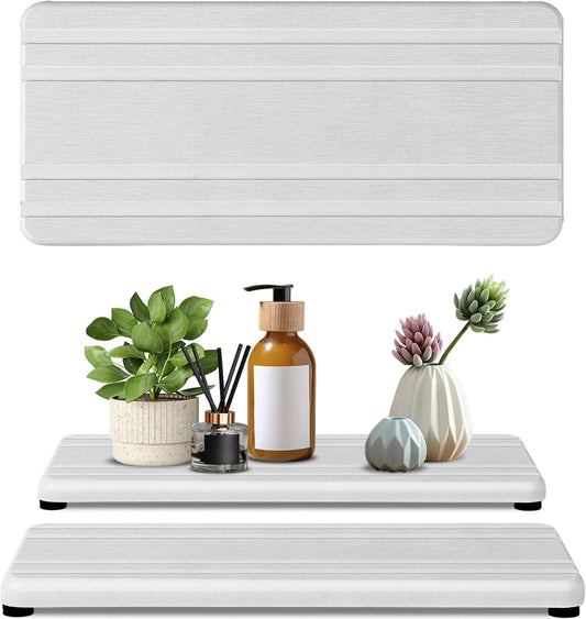 Skiennix Water Absorbing Stone Tray - Quick Drying Diatomite Coasters for Bathroom & Kitchen | 2PCS Set