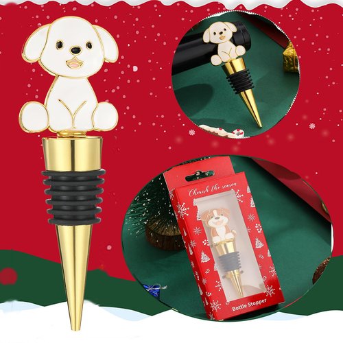 Christmas Wine Bottle Stopper,4 Pieces Christmas Dog Rabbit Fox Decorative Xmas Wine Bottle Stopper,Metal Reusable Christmas Bottle Stoppers for Wine, Champagne and Beer Collection (Animal)