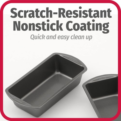 GoodCook Nonstick Loaf Pan 8 x 4-Inch Heavy-Duty Steel Bakeware with Easy-Clean Non-Stick Coating, Oven & Dishwasher Safe Pan for Meatloaf Breads Lasagnas Casseroles & More, Set of 2, Gray