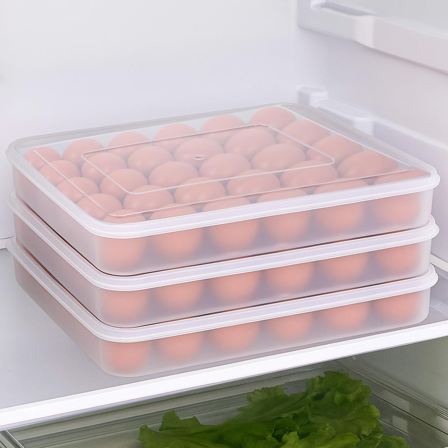 3 Pack Deviled Egg Containers with Lid - Stackable Egg Trays for Deviled Eggs, 90 Slots Plastic Eggs Holder for Refrigerator, Party, Travel (13.58 x 10.23 x 1.96 inches, Clear, BPA-Free)