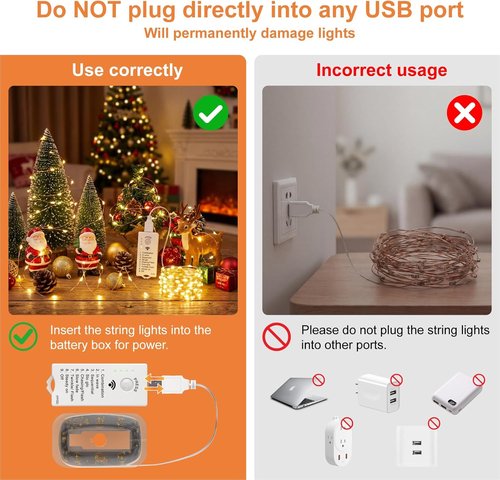 HXWEIYE Fairy Lights - Rechargeable 16FT Twinkle String Lights with Timer & 8 Modes | 50 LED Warm White Decor