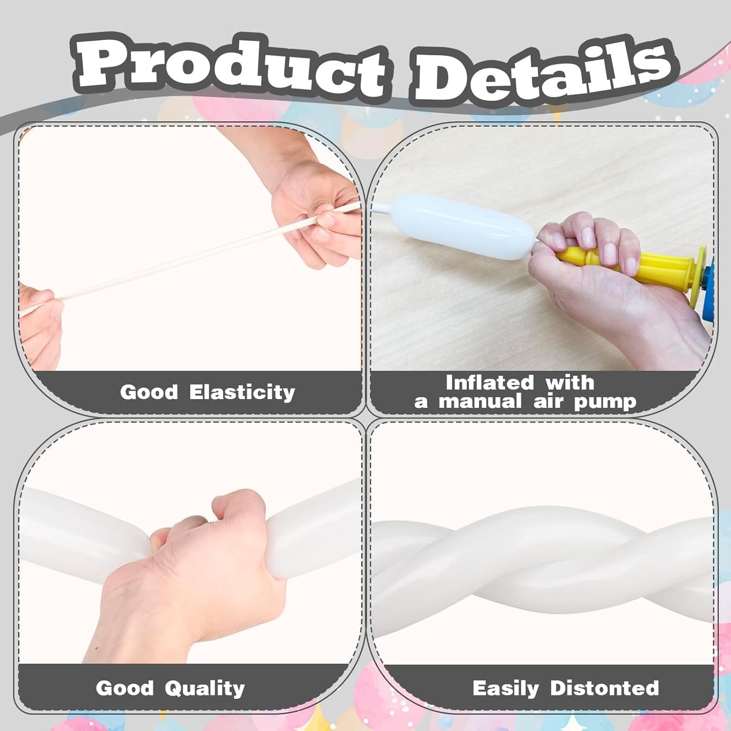 Skiennix 100 Pcs White 260 Balloons Garland Kit - Perfect for Christmas, Birthdays & Weddings
