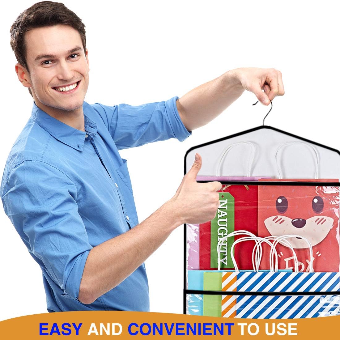 ProPik Gift Bag Storage Organizer - Double-Sided Design with Multiple Pockets | 38 x 16 Inch PVC (Black)