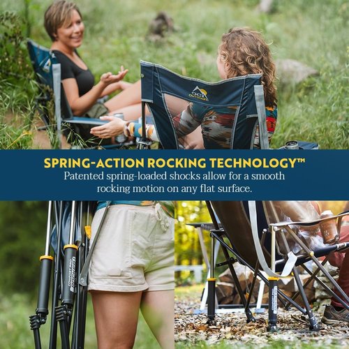 GCI Outdoor Comfort Pro Rocker - Collapsible Rocking Chair for Camping | Indigo Blue Color