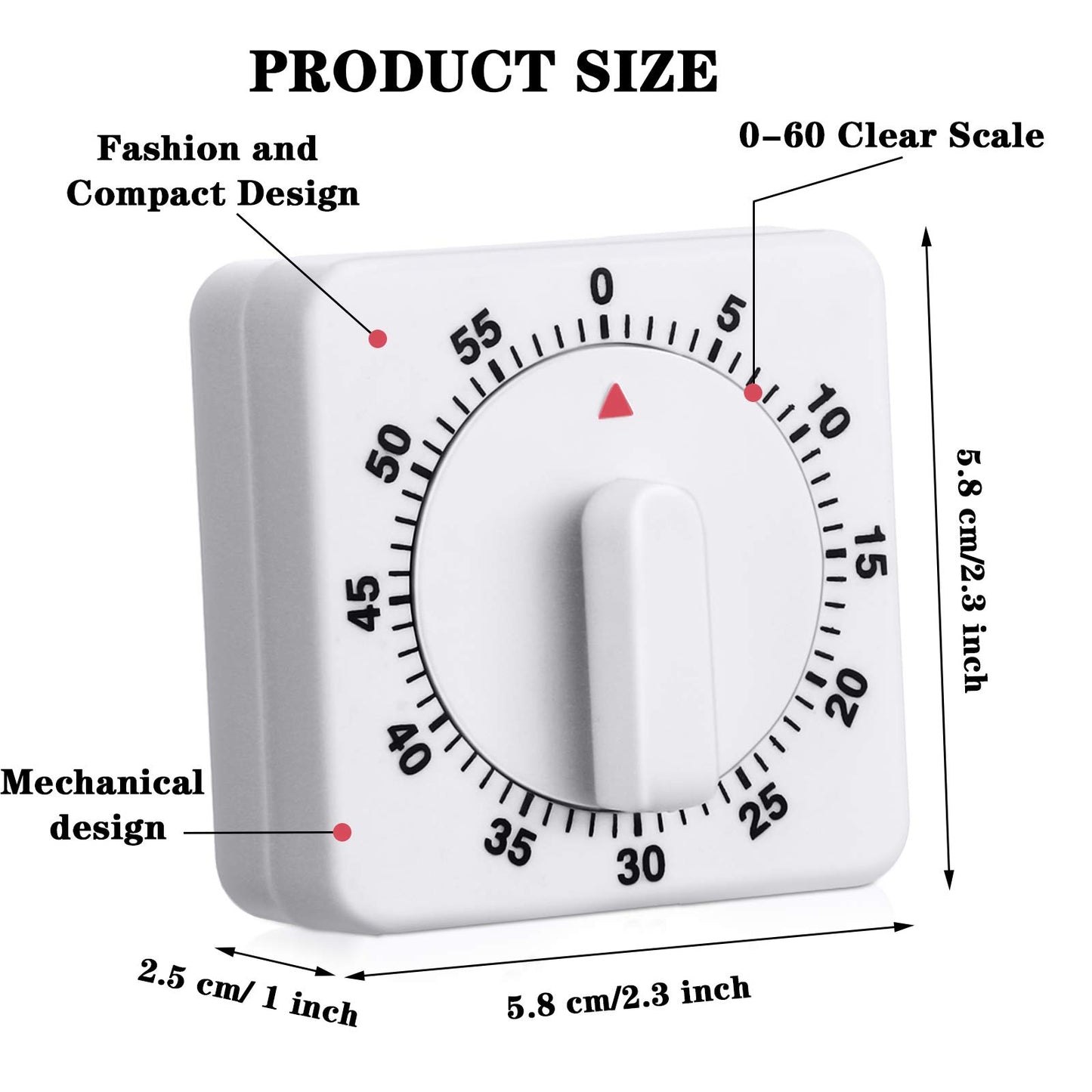 Weewooday 2 Pieces 60 Minute Visual Kitchen Timer Hour Mini Countdown Mechanical Timer Loud Voice for Kitchen, Homework, Exercise