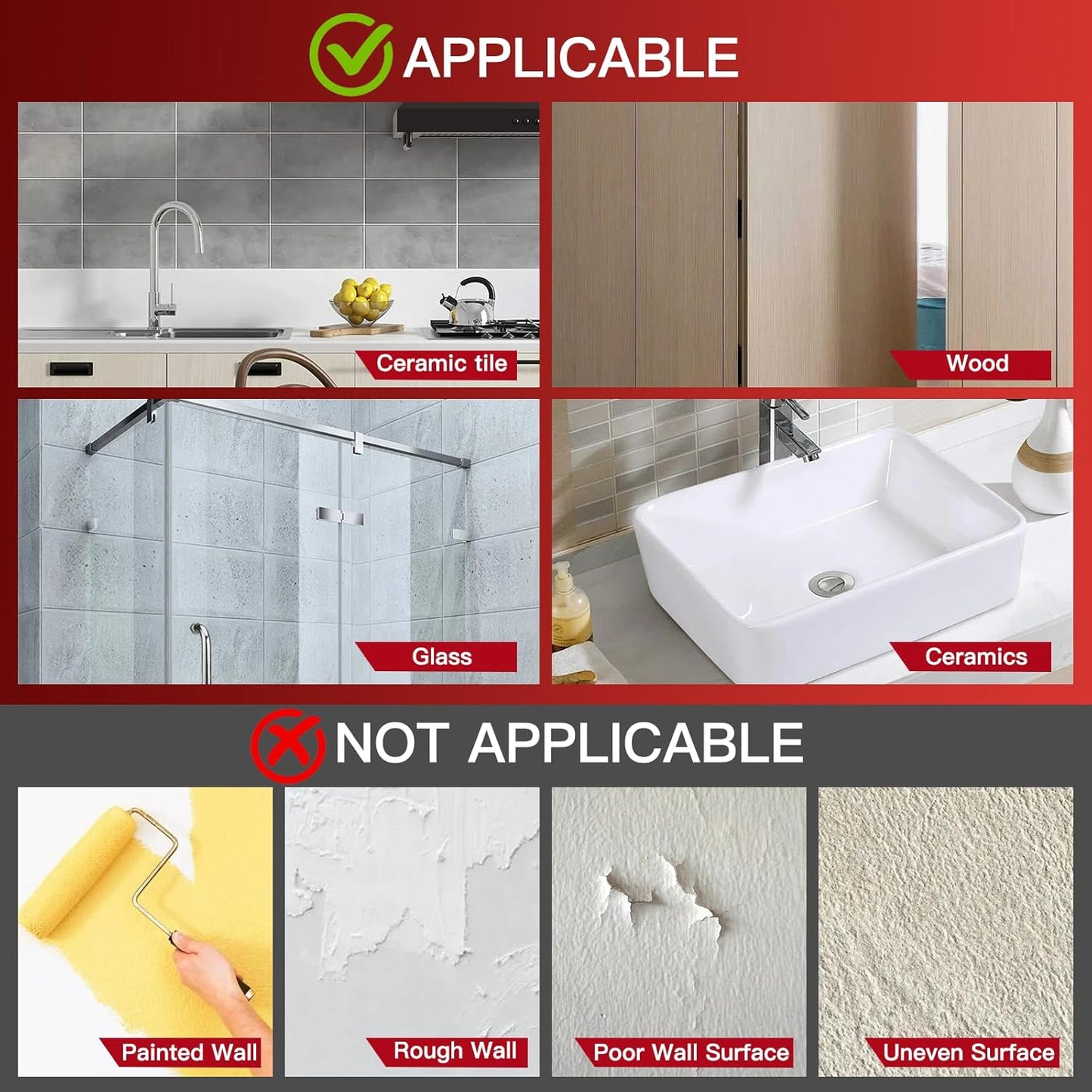 Latoxcaa Heavy-Duty Adhesive Hooks - 8-Pack Waterproof Transparent Utility Hooks for Home Improvement