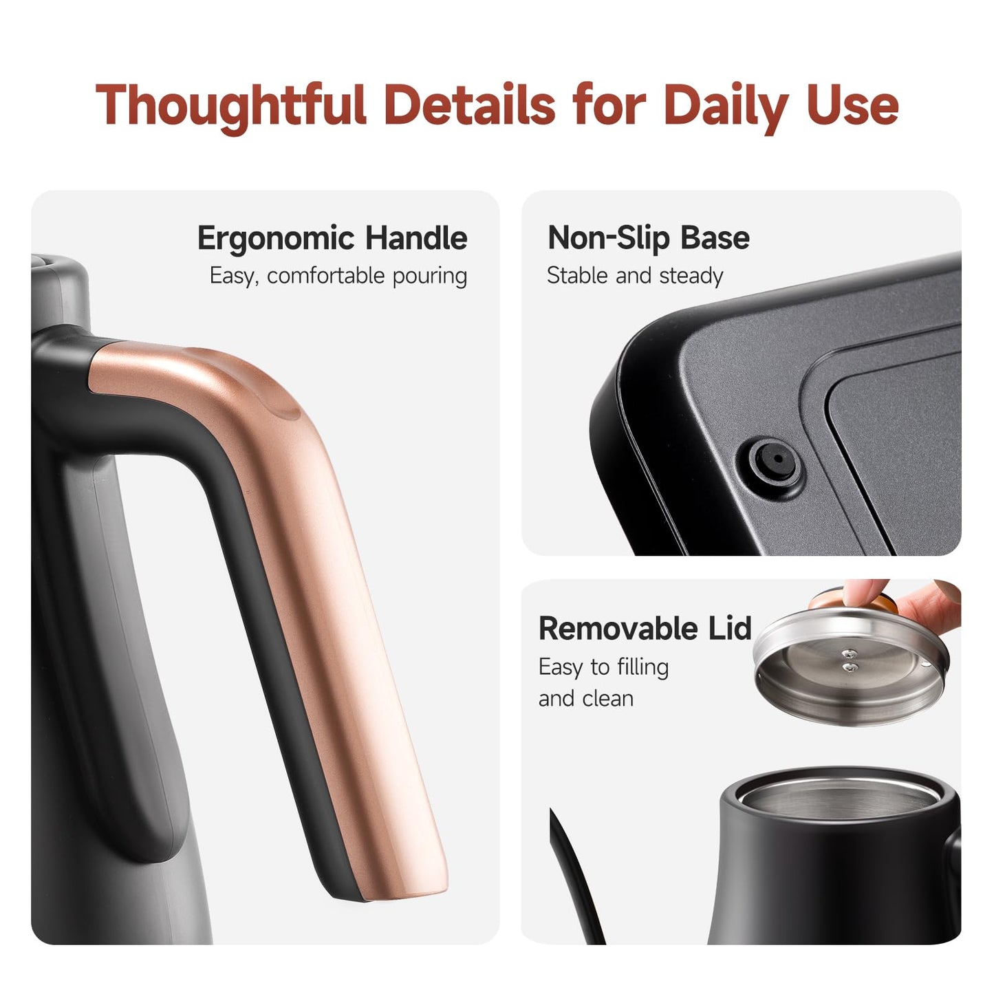OLEGA Gooseneck Electric Kettle: 1000W Electric Kettles with Temperature Control 0.8L Stainless Steel Electric Tea Kettle Gooseneck Kettle for Coffee Tea Keep Warm (Black)