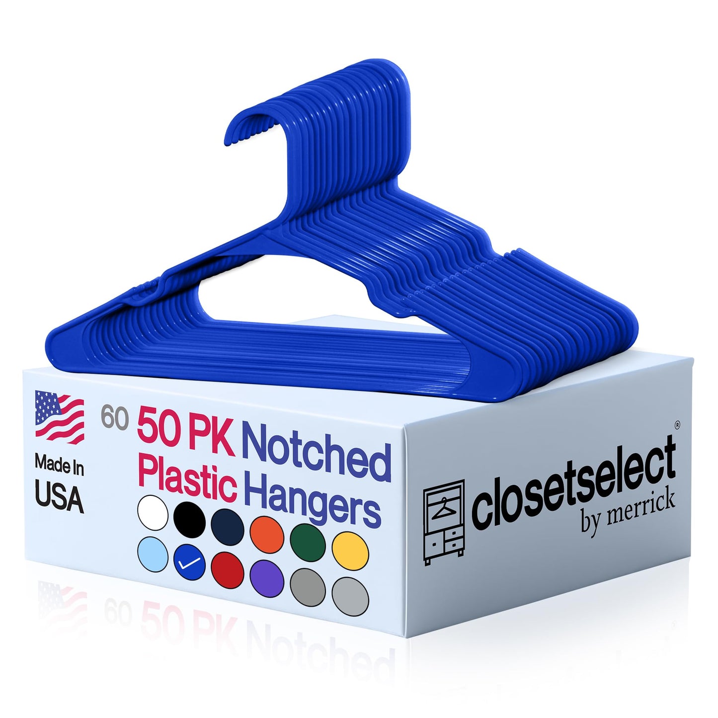 Closetselect Plastic Hangers 50 Pack - Space Saving Clothes Hangers, Made in USA, Durable & Strong Plastic Shirt & Coat Hanger with Notches & Shoulder Grooves, Non-Slip Clothing Hangers | Royal Spice