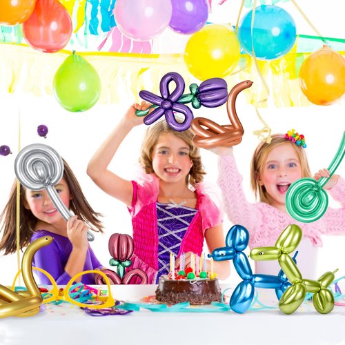 100Pcs 260 Balloons Metallic Long Balloons for balloon animals, Thickening Skinny Latex Twisting Balloon for Animals Modeling Christmas Birthday Wedding Party Decorations.(Multi)