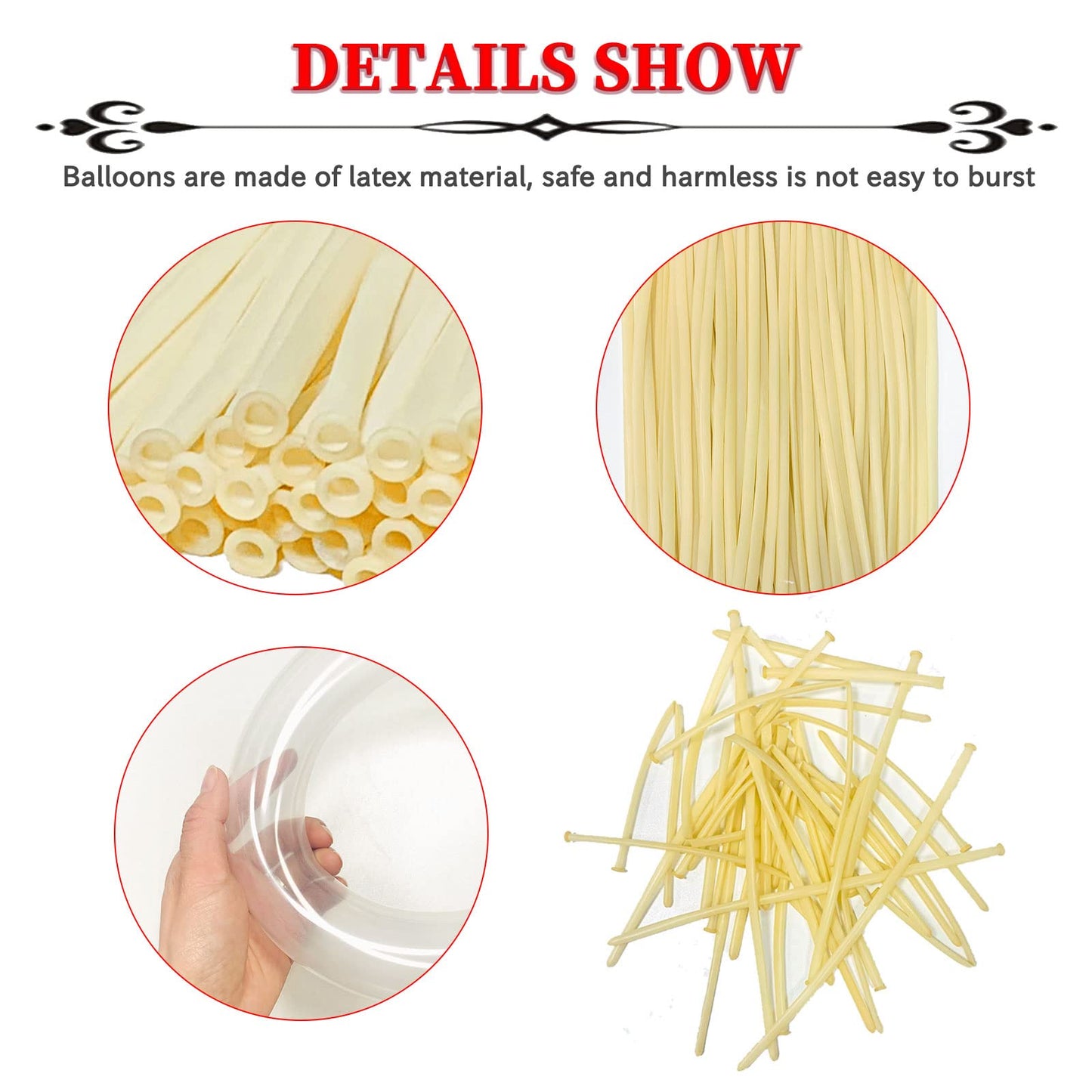 ZBYDNG 260 Balloons Clear, Thickening Long Balloons for Tying Arch, Twisting Latex Animals Magic Modeling Skinny Birthday Balloon for Kid‘s Party Wedding Decoartion Supply 100pcs