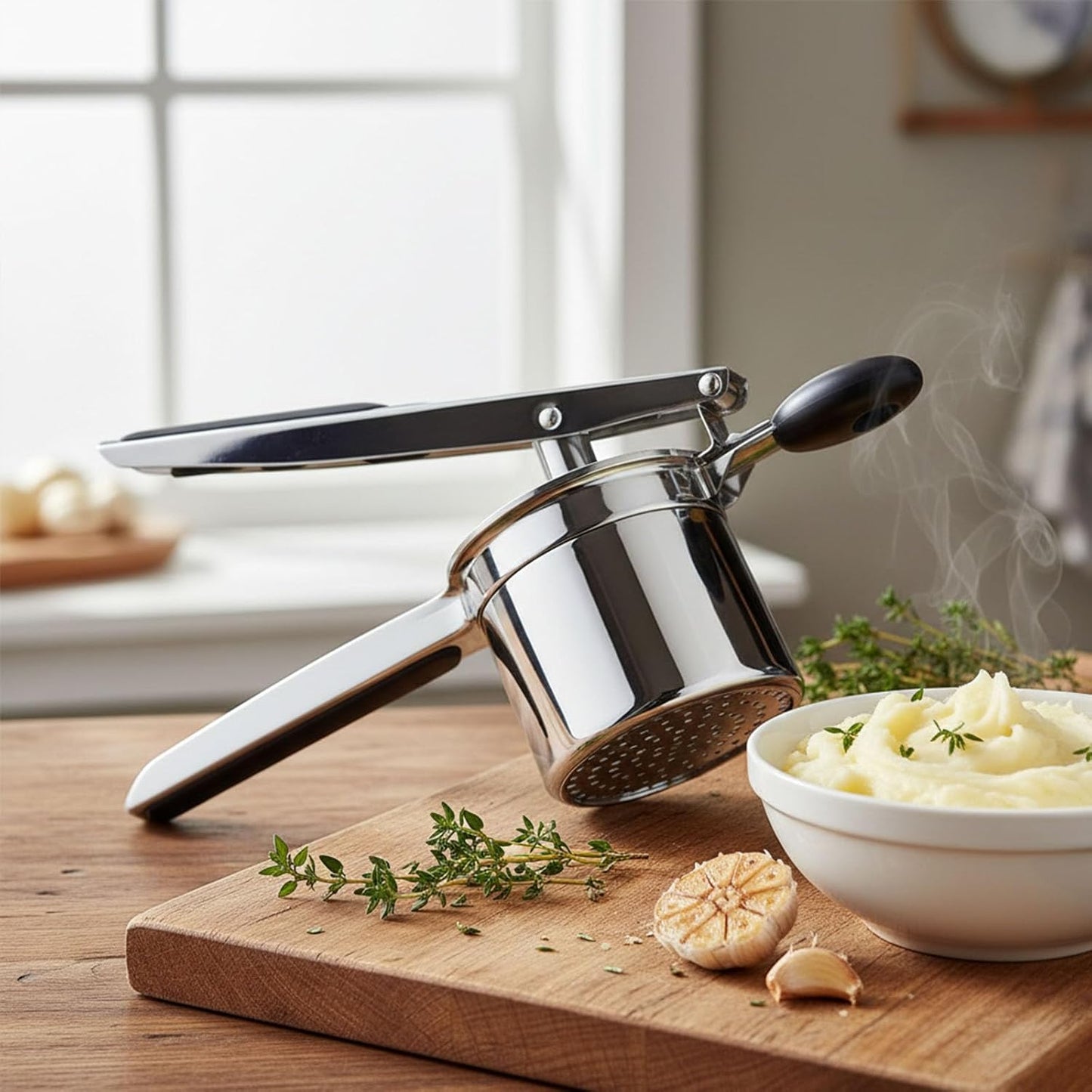 Potato Ricer - Stainless Steel Masher with 4 Interchangeable Discs | 15oz Kitchen Tool for Perfect Mashed Potatoes
