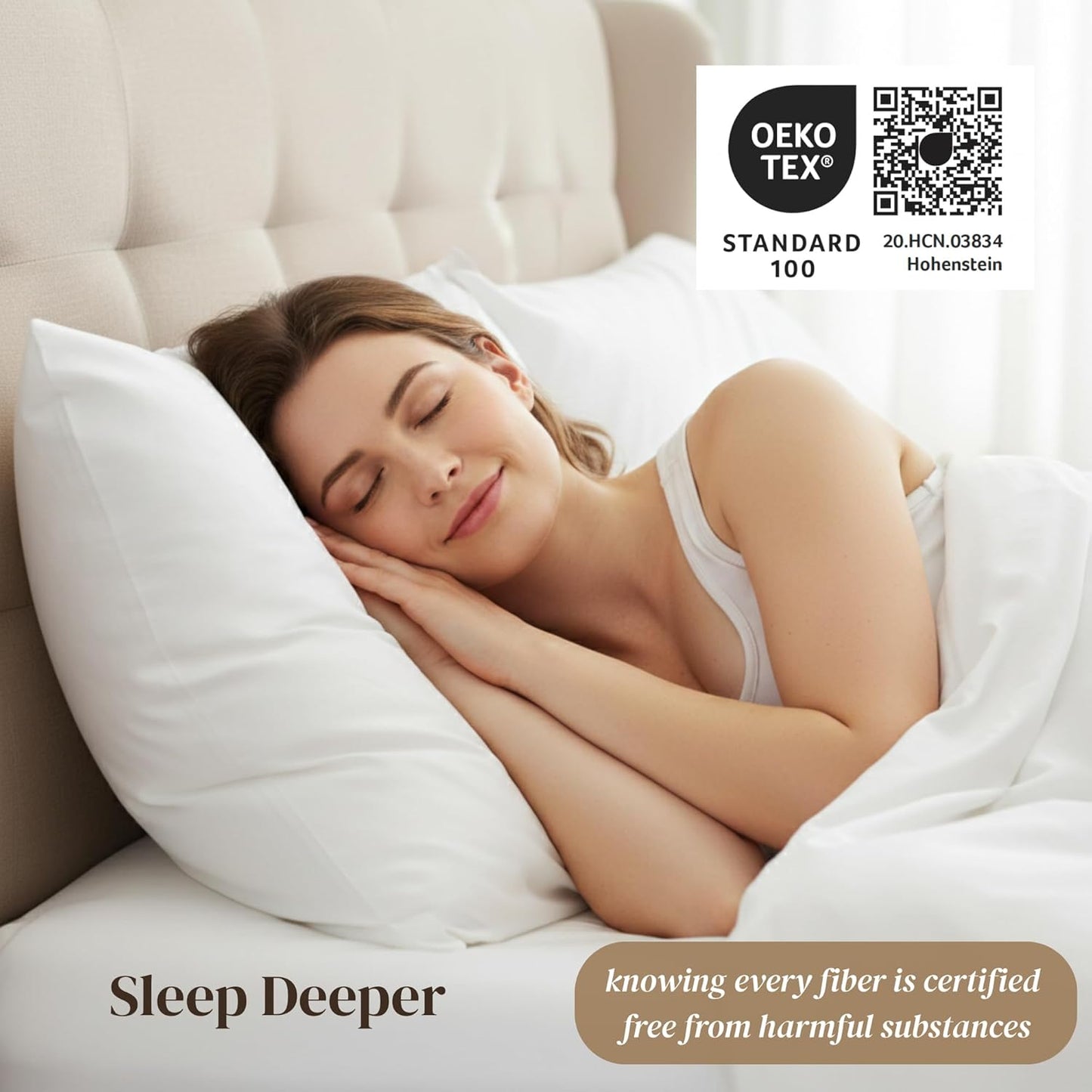 Beckham Hotel Collection Queen Sheets Set - 100% Cotton Sateen, Silky Smooth & Soft, 16” Deep Pocket | White