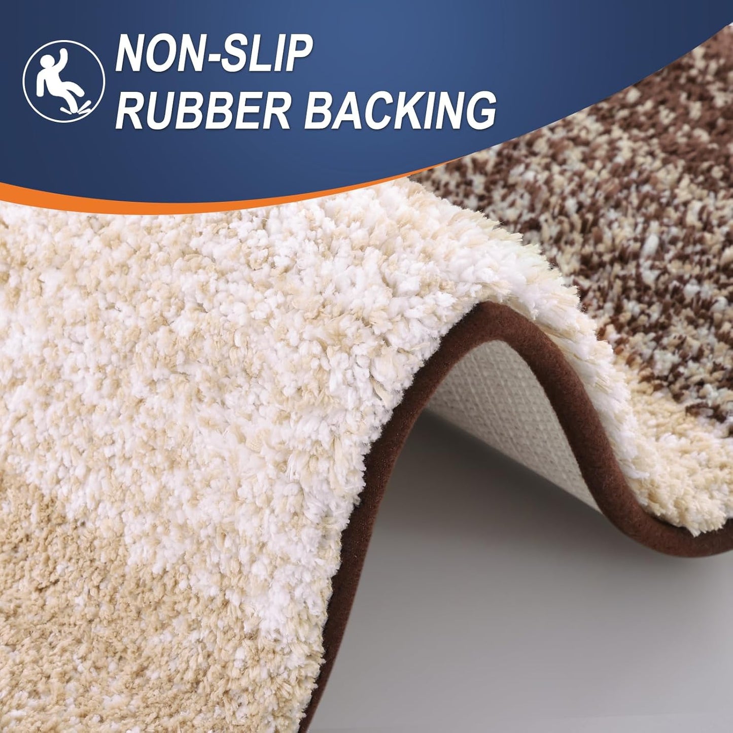OLANLY Large Bathroom Rugs - Extra Soft Microfiber Mat 40x24 | Quick Dry & Machine Washable, Brown