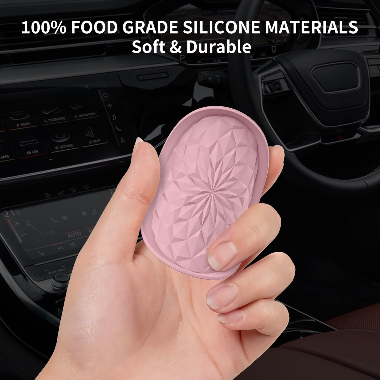 ME.FAN Car Coasters for Cup Holders [4 Pack] - 2.75In Silicone Auto Mug Mats - Universal Non-Slip Recessed Car Interior AccessoriesDusty Rose