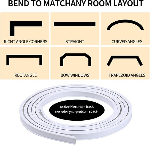 Flexible Bendable Curtain Track by [Brand Name] - 5m (16.4ft) Ceiling Mount for Easy Installation