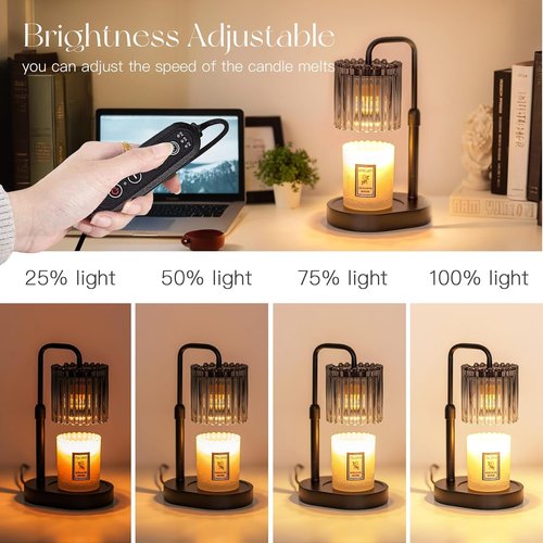 Candeldo Candle Warmer Lamp - Adjustable Height & Timer | Dimmable Black Wax Melt Warmer for Home Decor