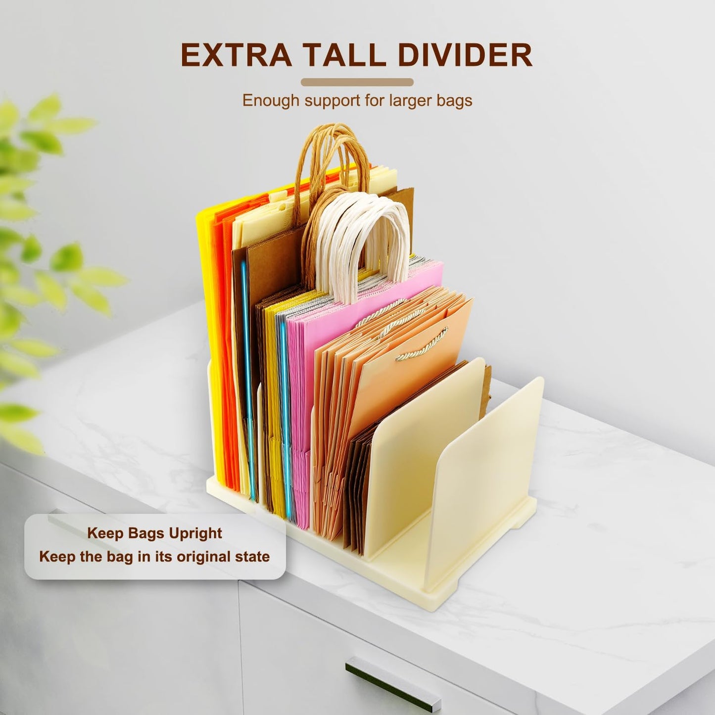 Skiennix Reusable Shopping Bag Organizer - Adjustable Extra Tall Shelf Dividers for 40+ Tote Bags, Cloth, and Groceries