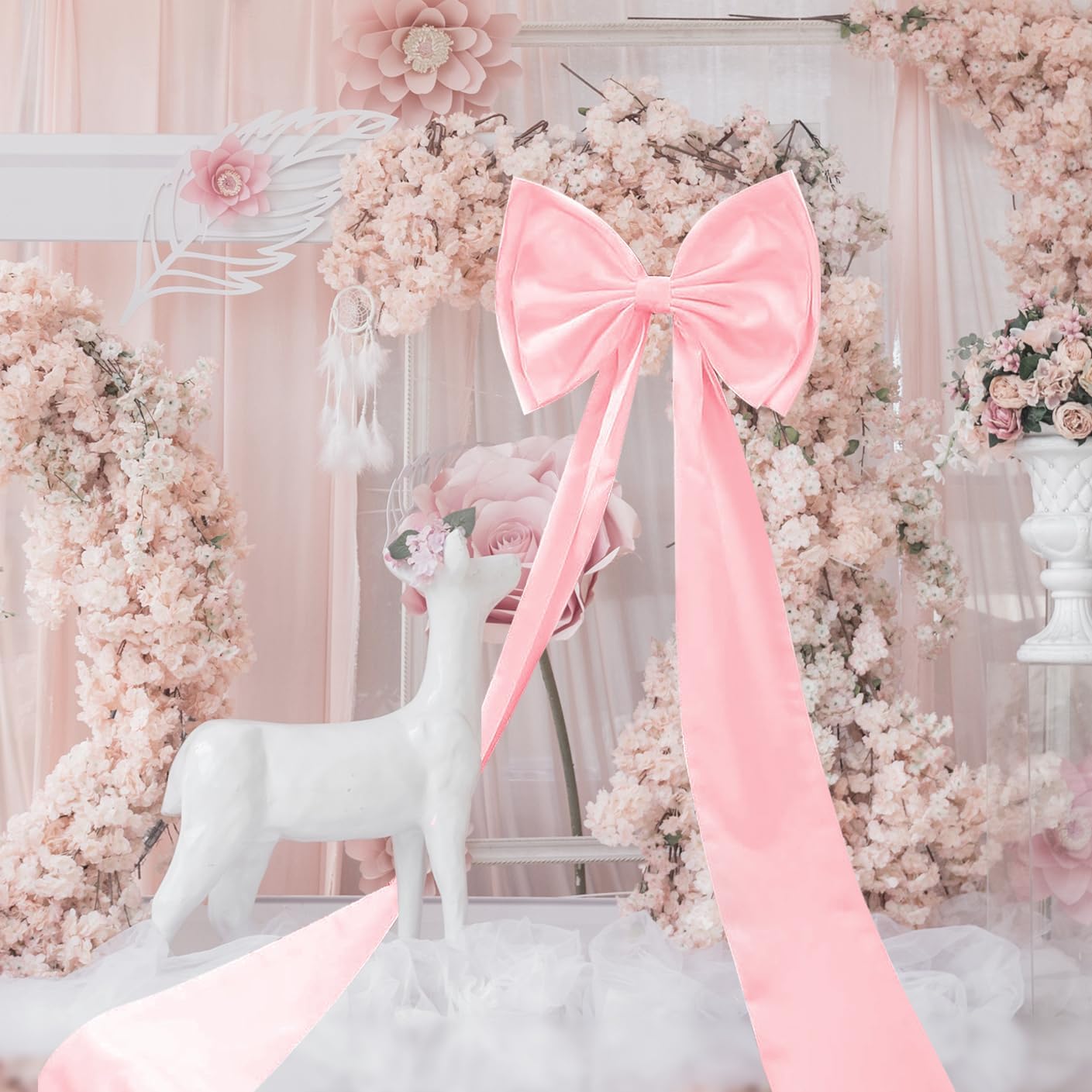 Skiennix Giant Satin Bow | Large Wedding & Party Decoration - Pink Arch & Wall Decor